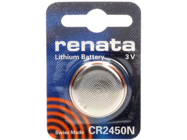 

BAT-CR2450N (CR2450N /RENATA) Батарея: литиевая; 3В; CR2450; Ø24x5мм; 540мAч Renata