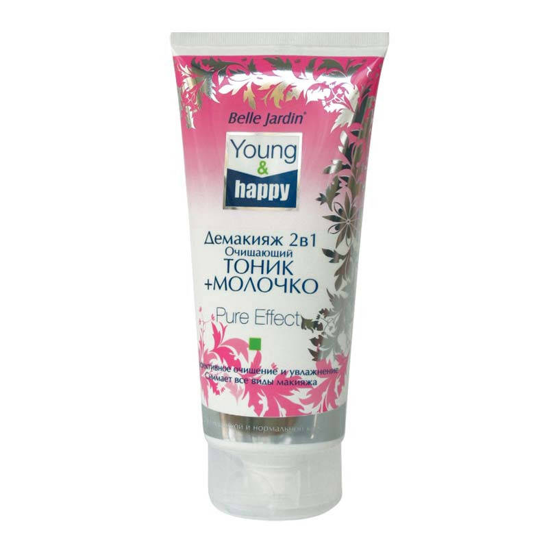 

Демакияж 2 в 1 очищающий тоник и молочко (все виды макияжа), Young&Happy, Belle Jardin