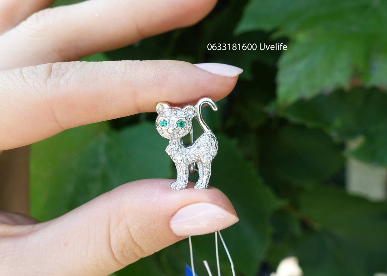 

Серебряная брошка Котенок