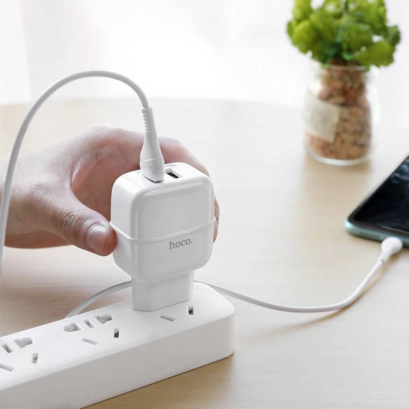 

Зарядное устройство 220В USBx2 с кабелем USB - micro USB Hoco C77A Highway 120шт 8124