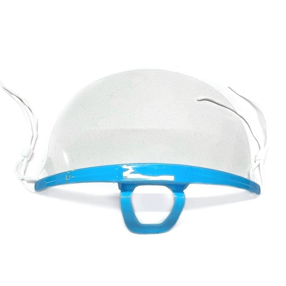 

Защитная маска прозрачная косметологическая пластиковая для лица с голубым фиксатором,1 шт., Голубой