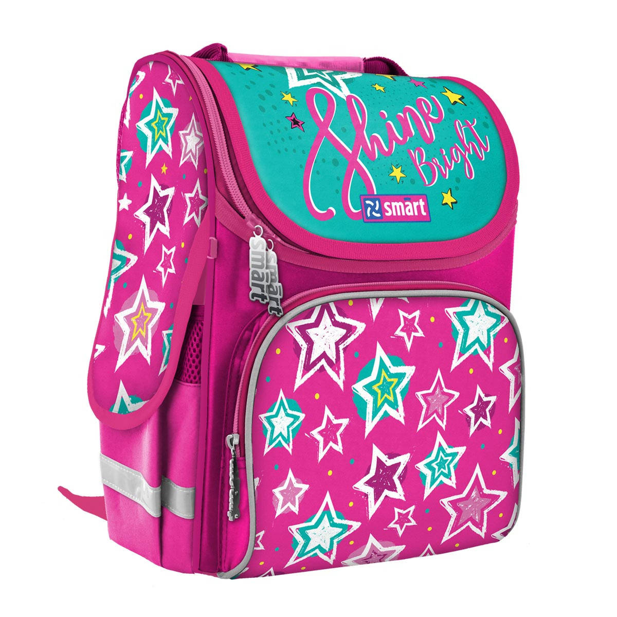 

Рюкзак школьный каркасный SMART PG-11 Shine Bright розовый/бирюзовый (557073)