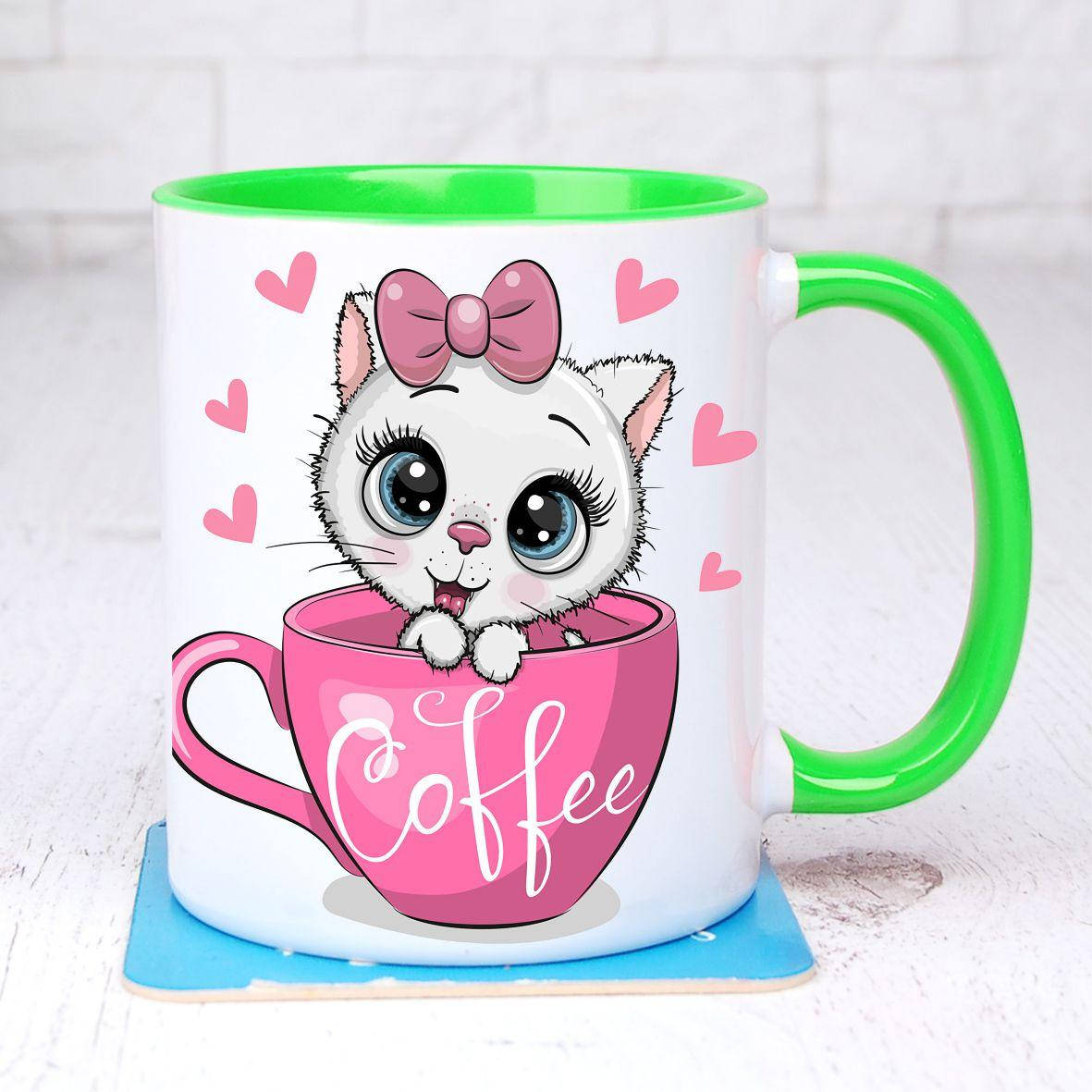 

Чашка "Кот и Кофе" Салатовый