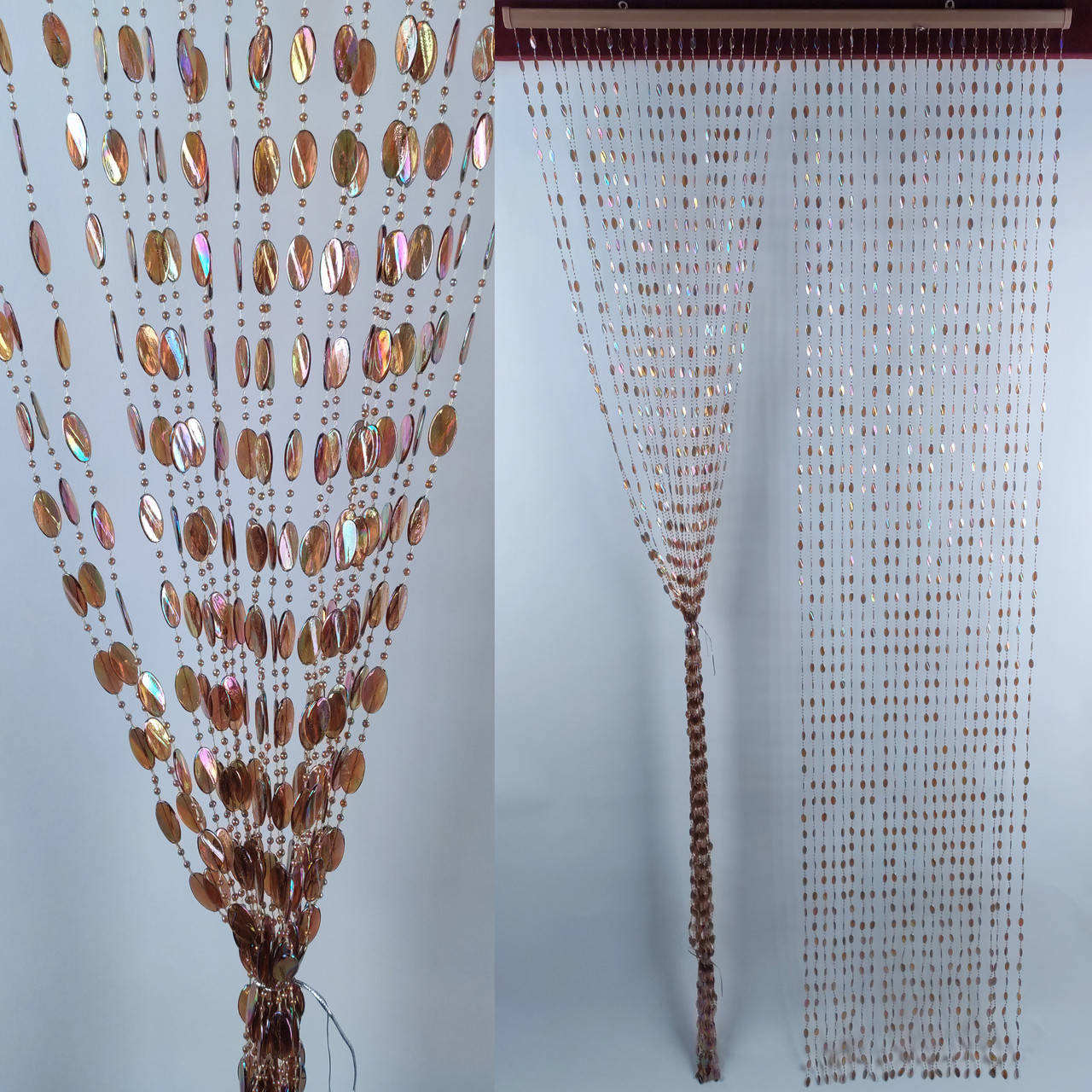 

Штора декоративная пластиковая "Листик" Д43 коричневый_ширина 0,90 метра высота 2 метра