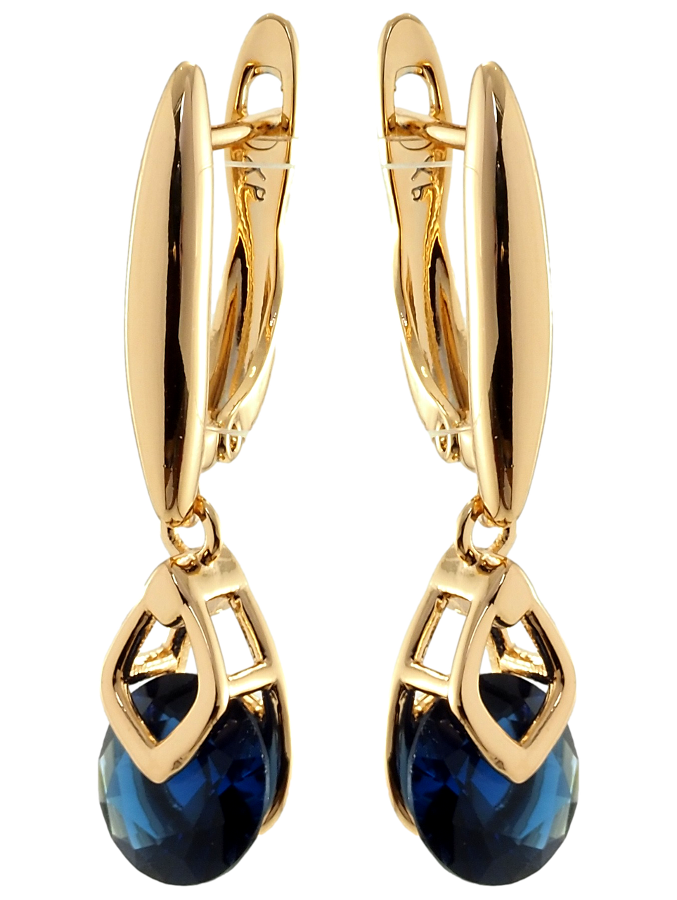

Серьги Xuping Позолота 18K подвески английский замок "Синие фианиты"