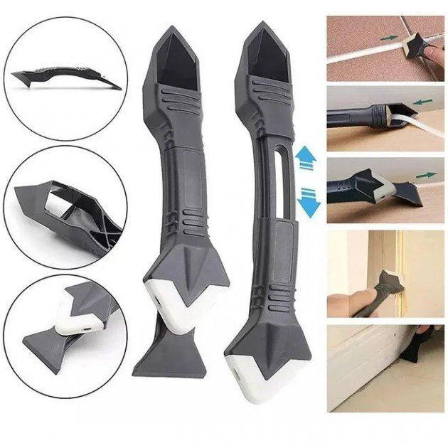 

Пластиковый шпатель скребок для герметика и силикона удаление заделки швов silicone trowel scrap набор насадок