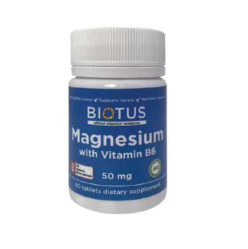

Магний и витамин В6, Magnesium with Vitamin B6, Biotus, 60 таблеток (BIO-530203)