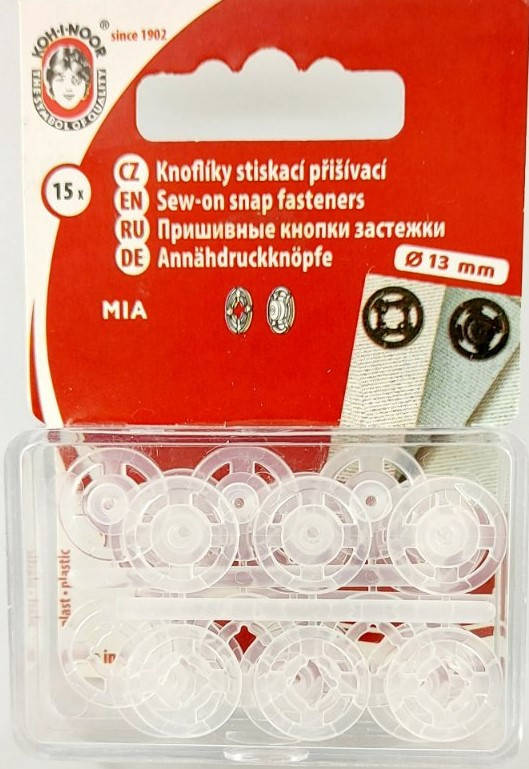 

Кнопки пришивные пластиковые (KOH-I-NOOR,Чехия), 13 мм, прозрачные