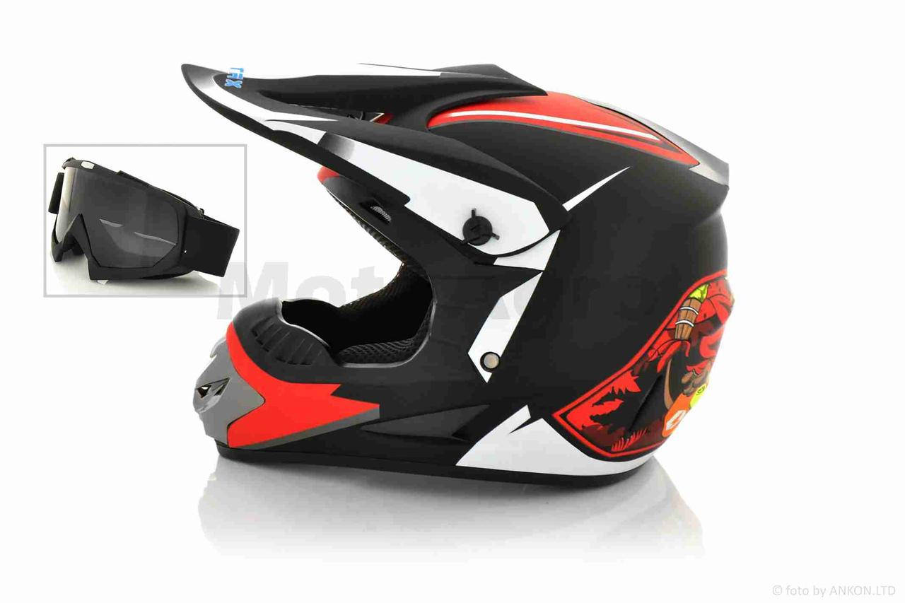 

Шлем кроссовый "MOTAX" (#CH-202, XL, Matte-black-red +очки) #6