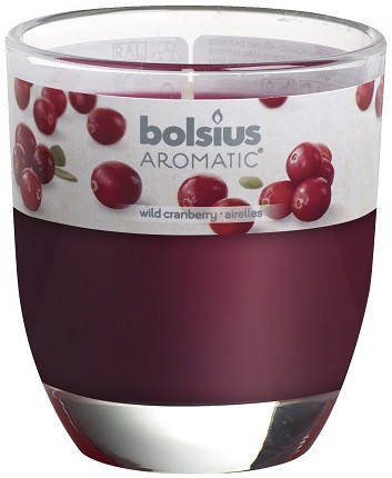 

Свеча ароматическая в стекле Клюква Bolsius (72-74Б CRA), Бордовый