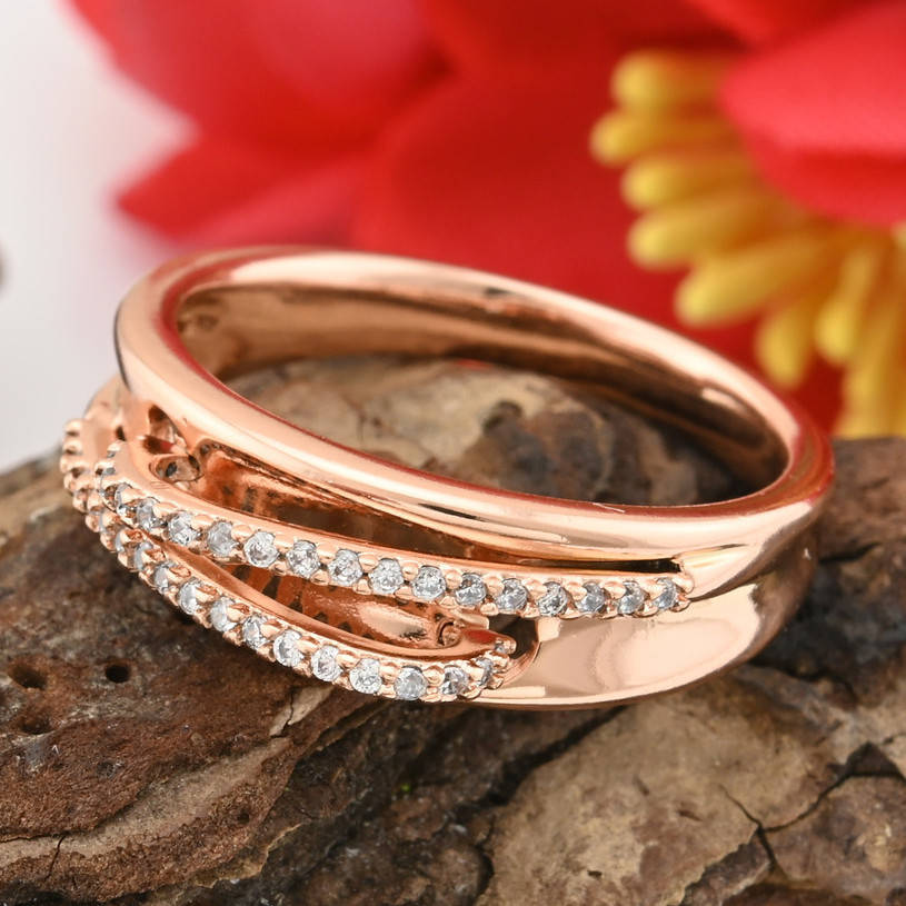 

Кольцо Xuping 15061 ширина 6 мм белые фианиты позолота РО размер 18