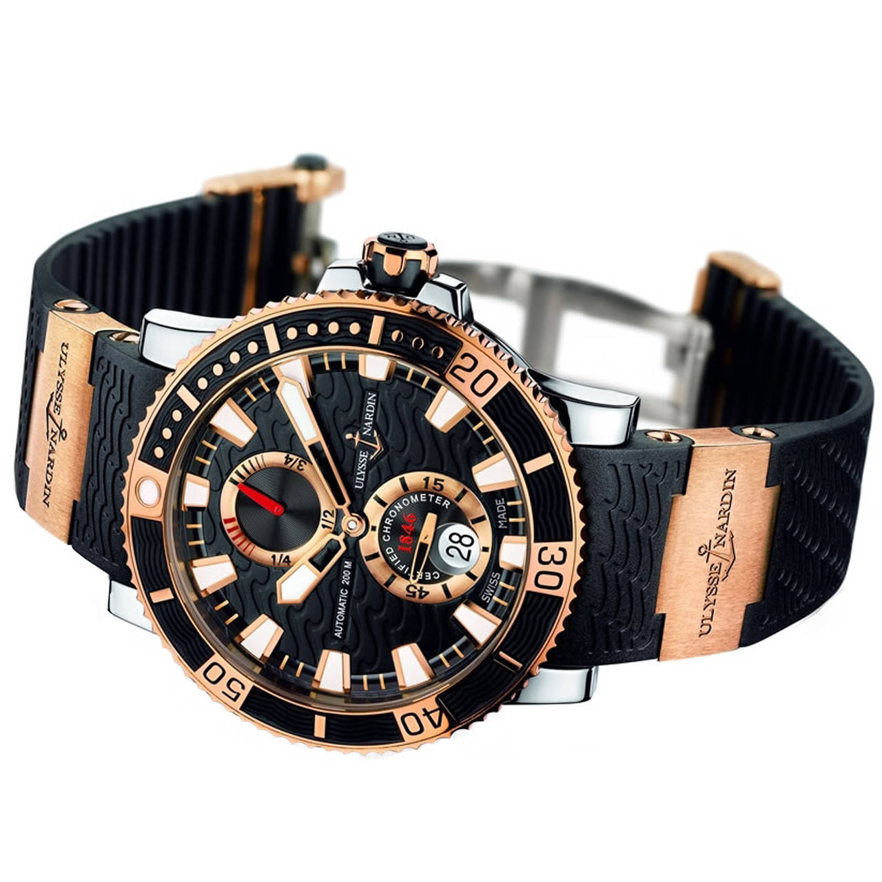 

Часы Ulysse Nardin Maxi Marine Diver Chronometer Gold Black механика с автоподзаводом