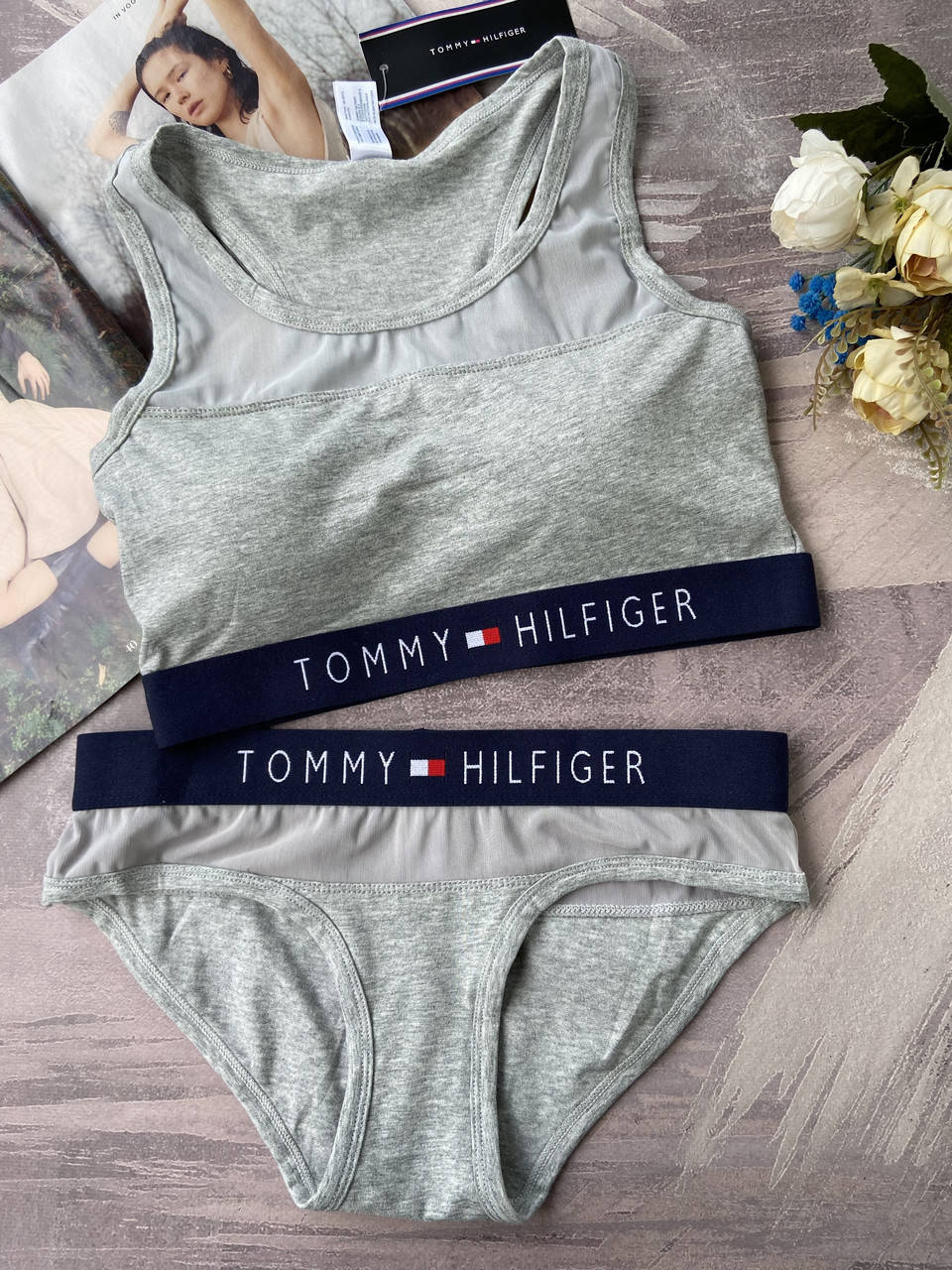 

S-M-L Серый спортивный комплект нижнего белья, спортивный топ с трусиками