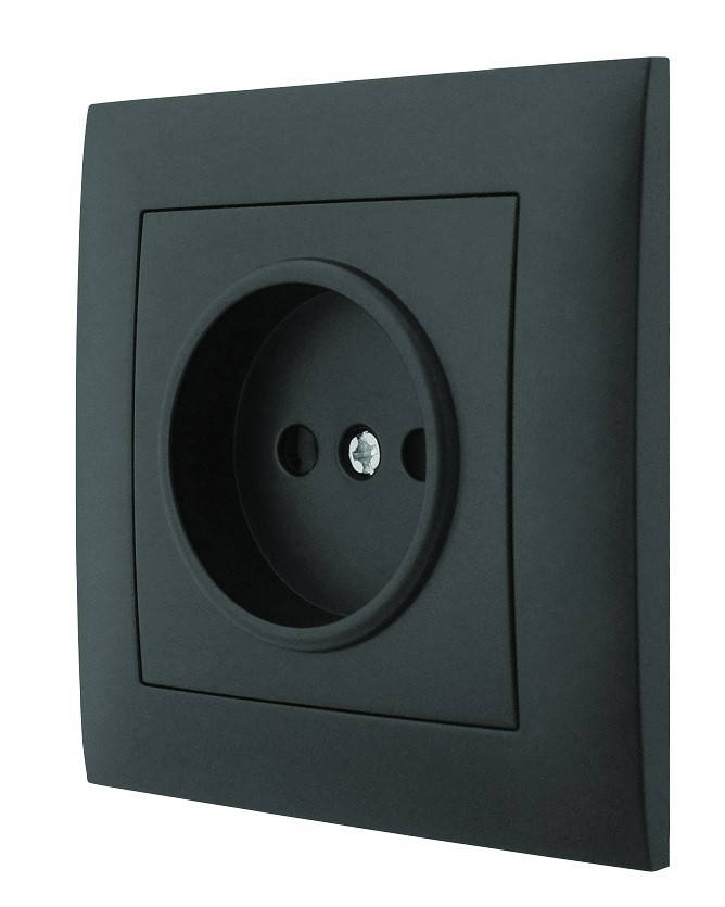 

Розетка одноместная серия IDEAL BLACK ТМ"MARSHEL"