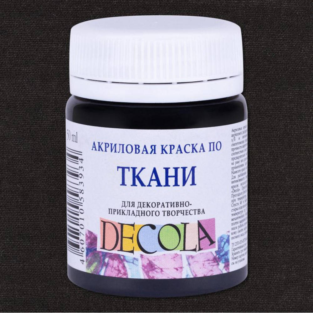 

Черная перламутровая акриловая по ткани «Decola», 50 мл