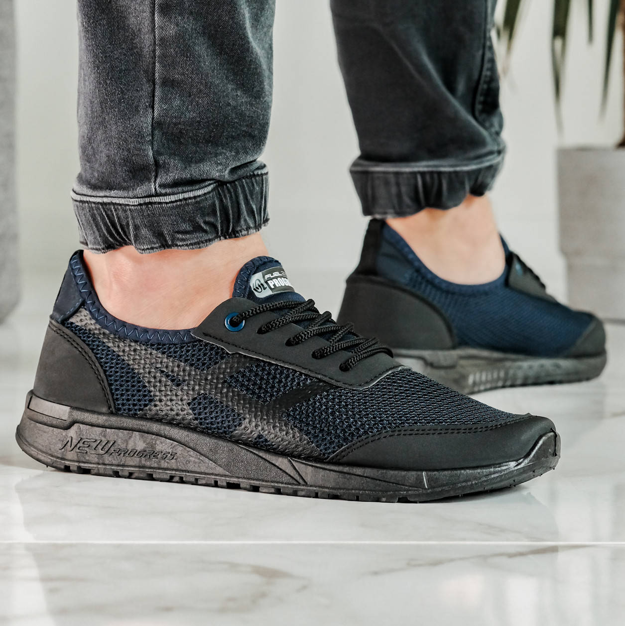 

Кроссовки мужские синие с черным летние (ПР-4007с), Синий