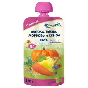 

Пюре пауч Яблоко-Морковь-Тыква-Киноа Флёр Альпин, 120г