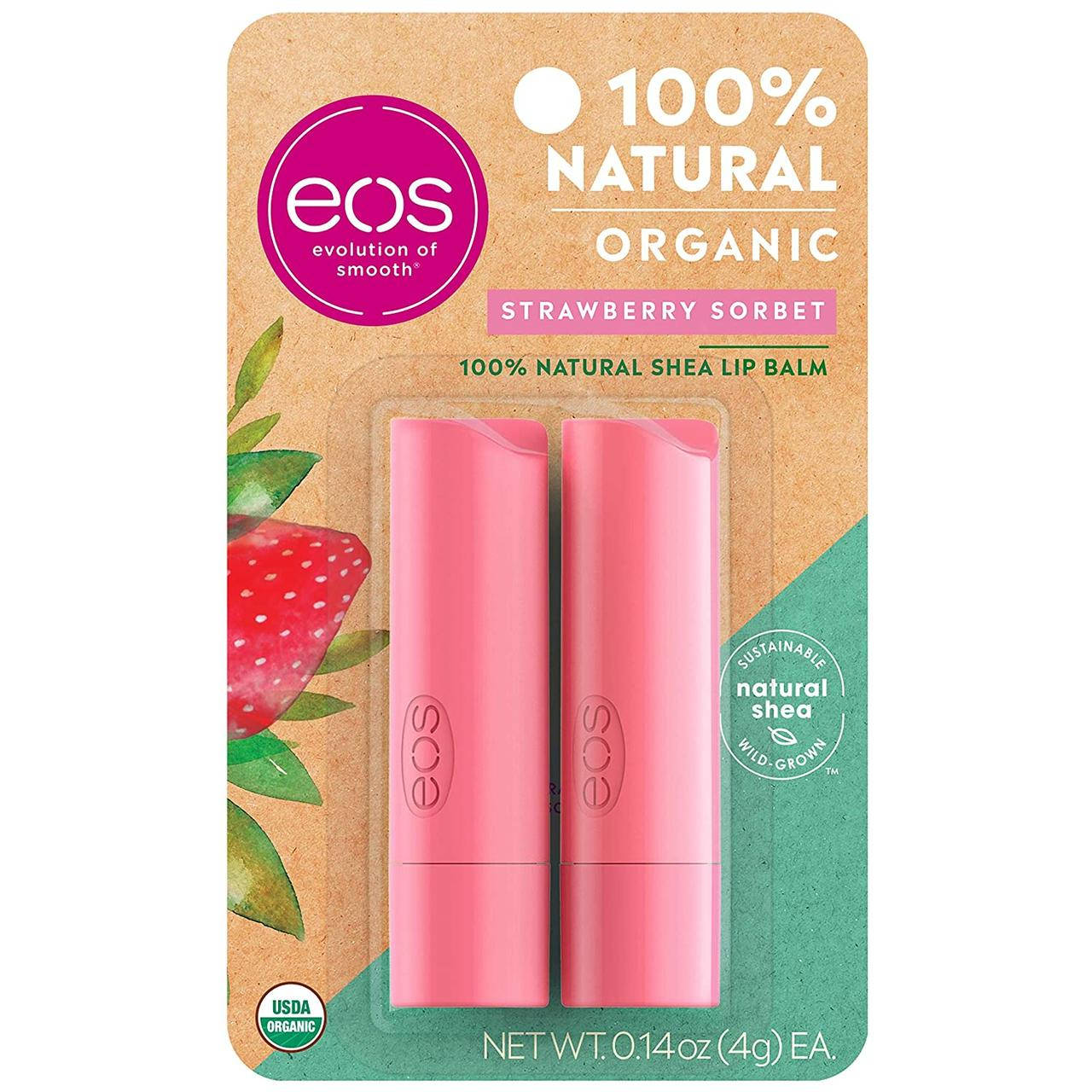 

Бальзамы для губ EOS Клубника Organic Lip Balm Strawberry Sorbet 2 х 4 г