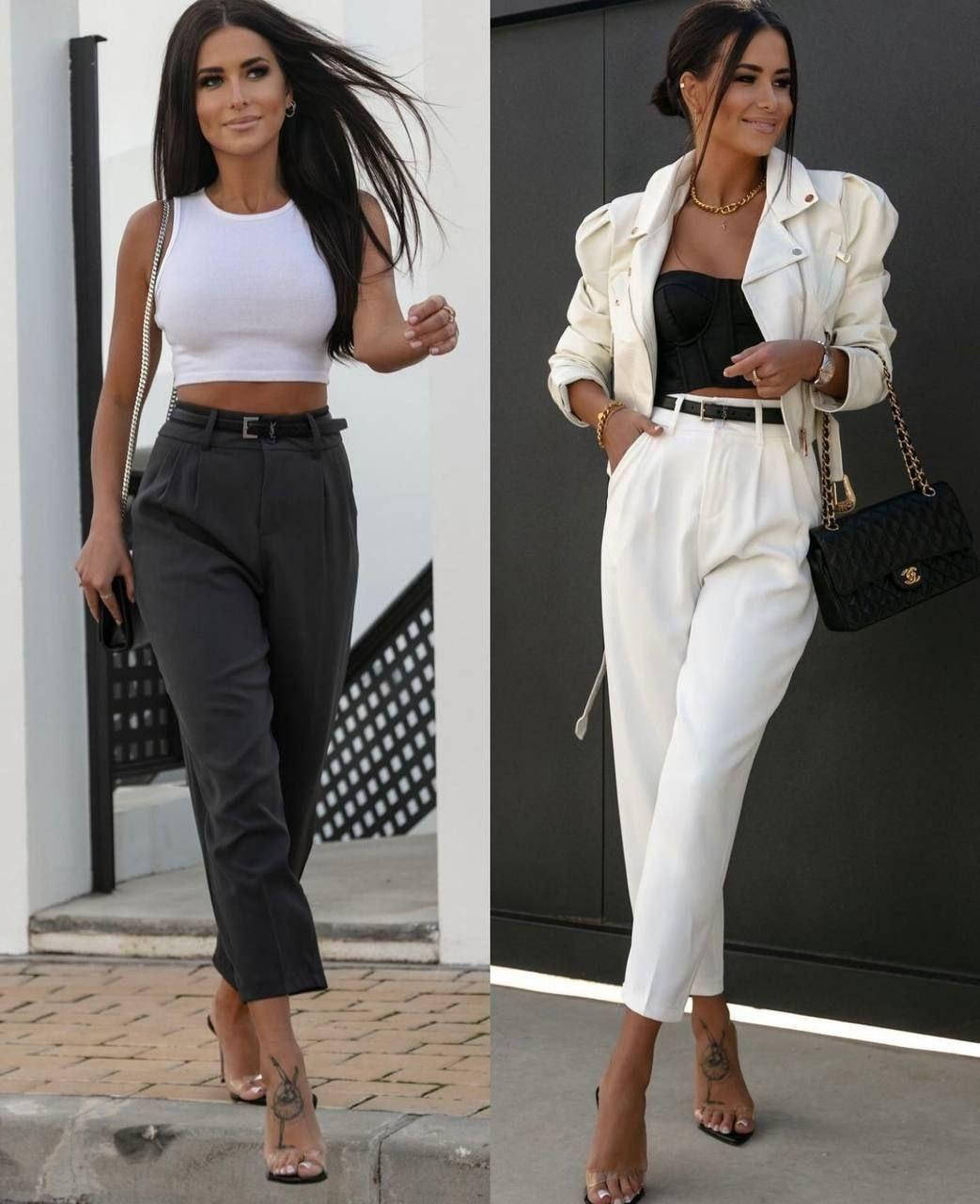 

Классические укороченные женские брюки с высокой посадкой, в расцветках