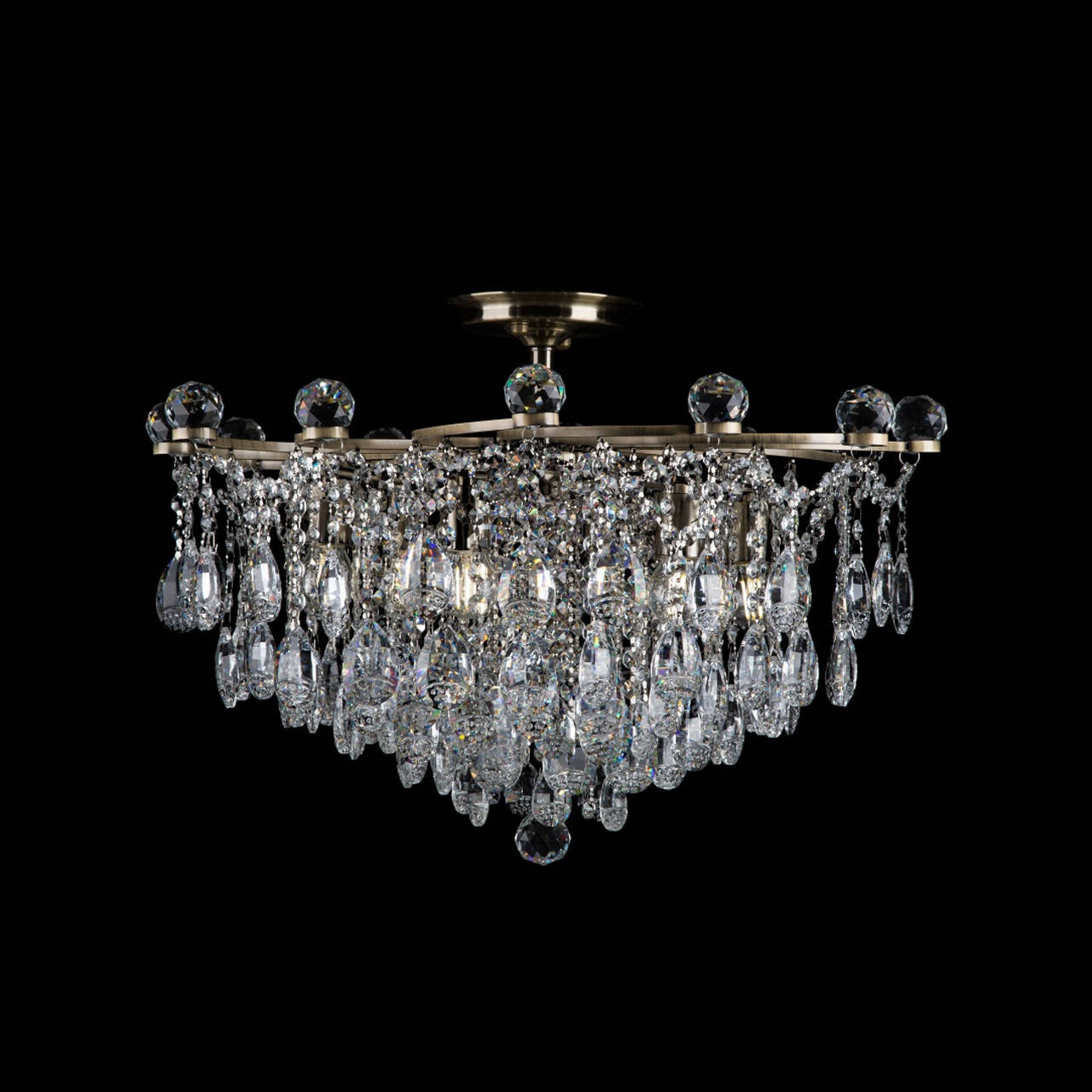 

Припотолочная хрустальная люстра на 6 лампочек каркас античная бронза VL-78547/6 (AB)