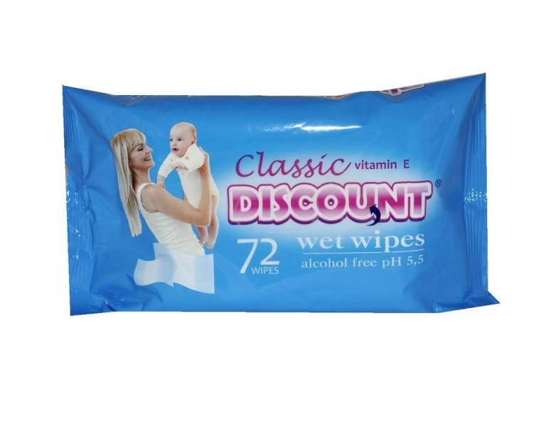 

Салфетка влажная 72шт Discount 24шт/уп