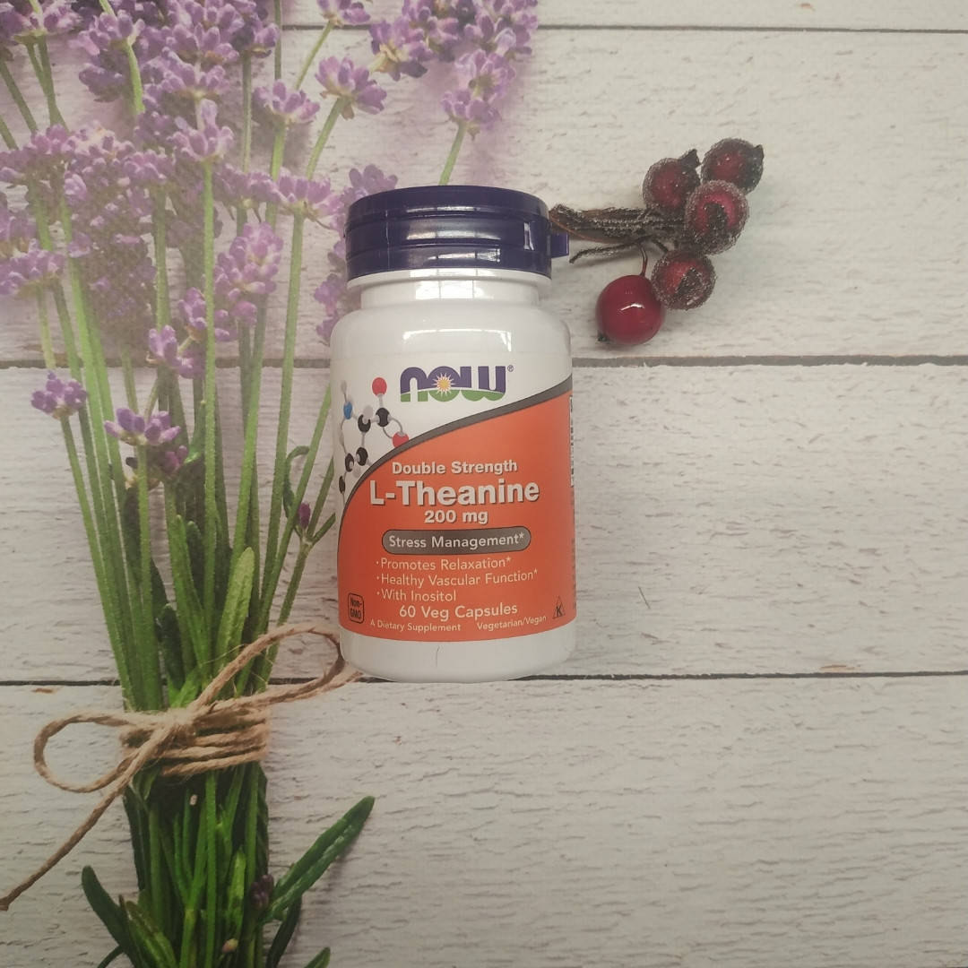 

Now Foods L-Theanine 60 veg caps 200 mg, L-теанин 200 мг 60 капс теанин