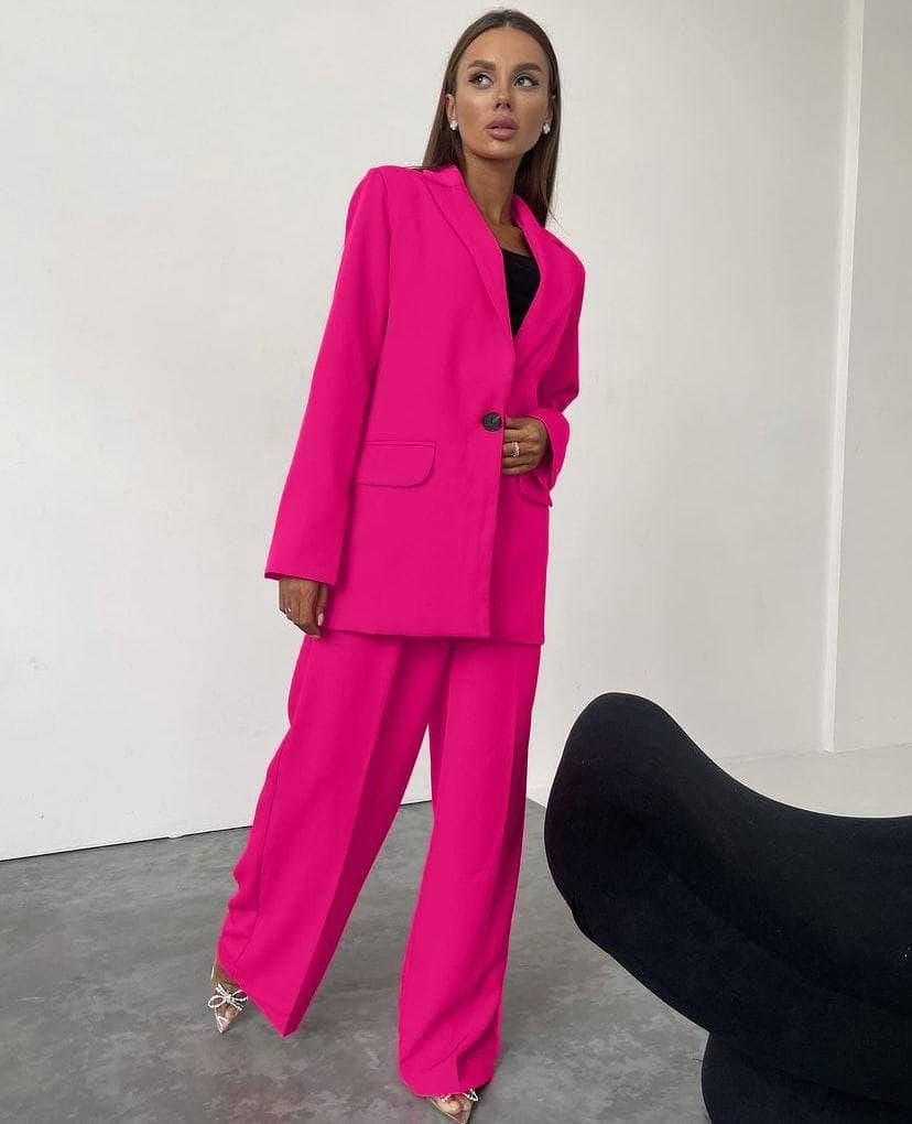 

Стильный костюм пиджак + брюки Палаццо, малиновый