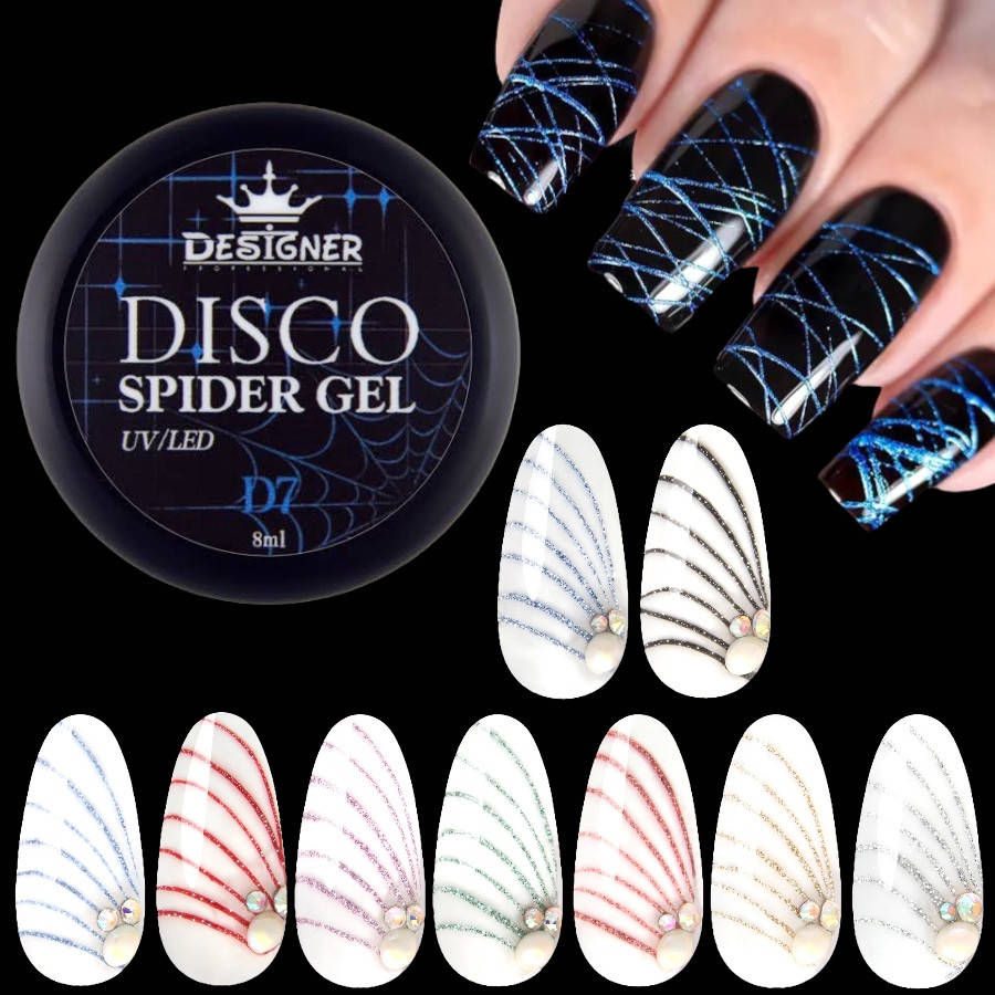 

Светоотражающая паутинка Disco Spider Gel Designer Professional (Дизайнер Профессионал)для дизайна ногтей,8мл., Разные цвета
