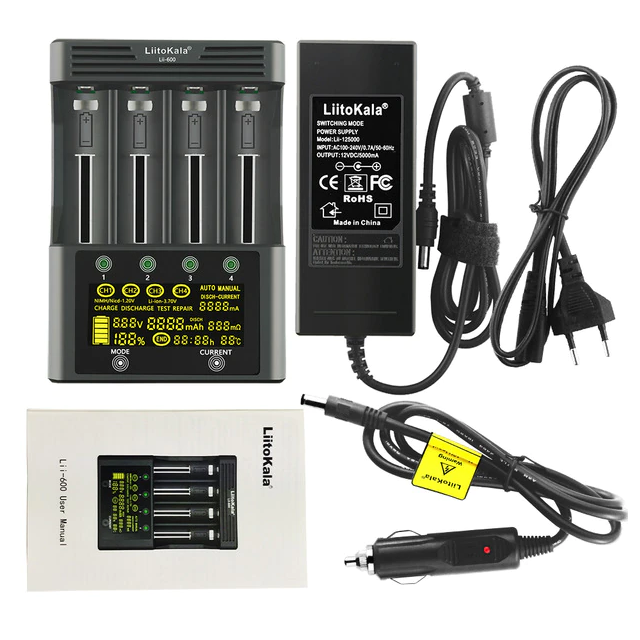 

Зарядное устройство Liitokala Lii-600 18650 26650 21700 AA AAA 3A Быстрая зарядка Сенсорная кнопка ЖК - диспле