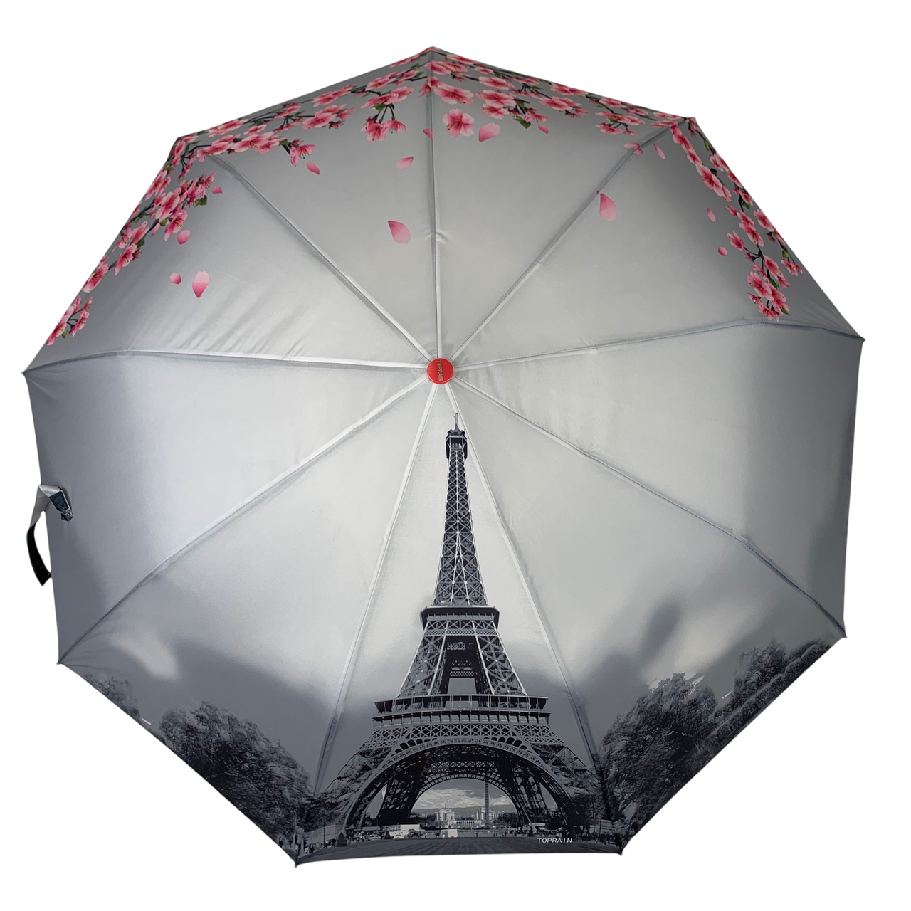 

Женский зонт-полуавтомат на 9 спиц, система антиветер, розовый, Toprain544-6