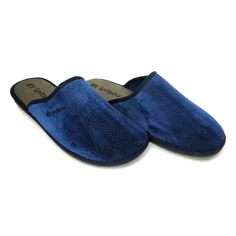 

Домашние мужские тапочки Inblu комнатные велюровые синие 91-1D 45 (28-28,5 см)