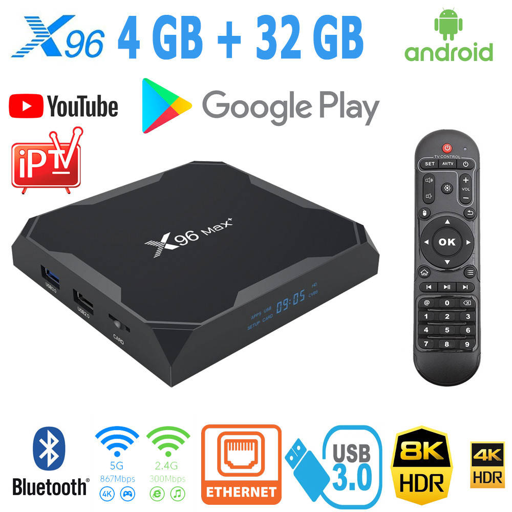 

Смарт ТВ-приставка X96 Max + 4/32 Гб (X96 Max Plus) Amlogic S905X3 Android 9.0
