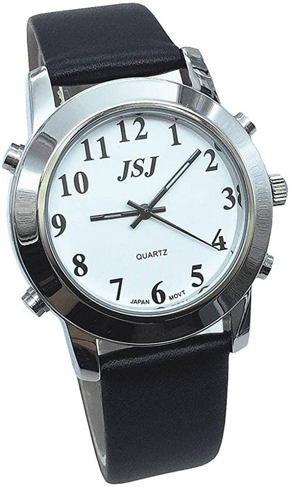 

Французкие говорящие кварцевые часы JSJ QUARTZ для слепых, слабовидящих или пожилых людей с кожаным ремешком