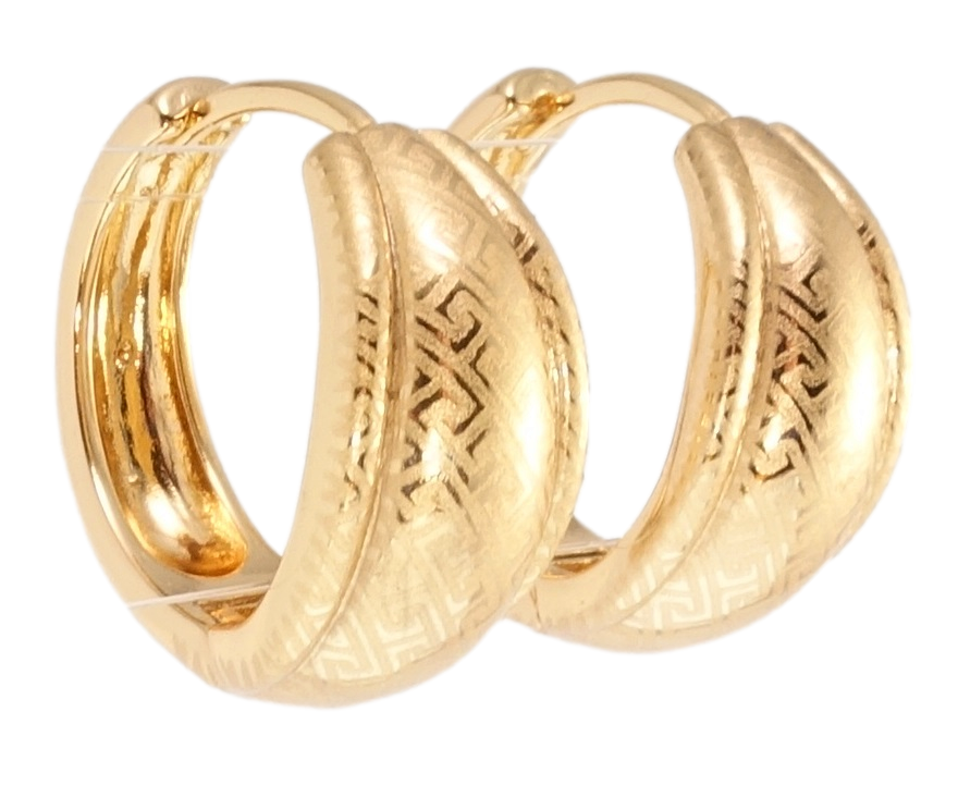 

Серьги Xuping Позолота 18K колечки "Орнамент напылением" узор на одну сторону