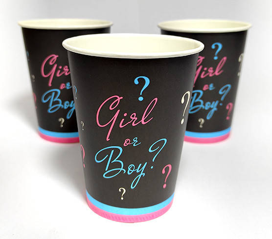 

Стаканчики 10шт. в стиле Baby shower Boy Girl Гендер Пати (набор 10шт), бумажные одноразовые 250мл.