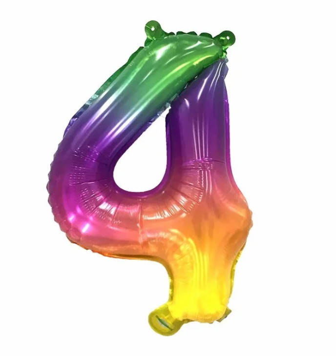 

Шар цифра "4" омбре радуга двухсторонняя, 35 см