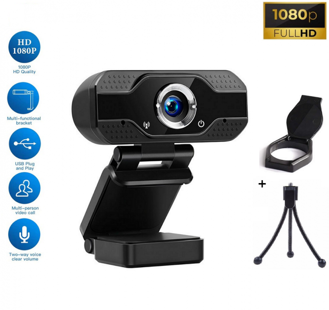 

Веб камера Full HD 1080p (1920x1080) с микрофоном с шумоподавлением и автофокусом