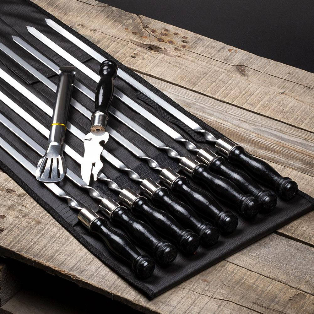 

Подарочный набор шампуров в чехле Black Set 48 для шашлыка и барбекю Подарок мужу на день рождение