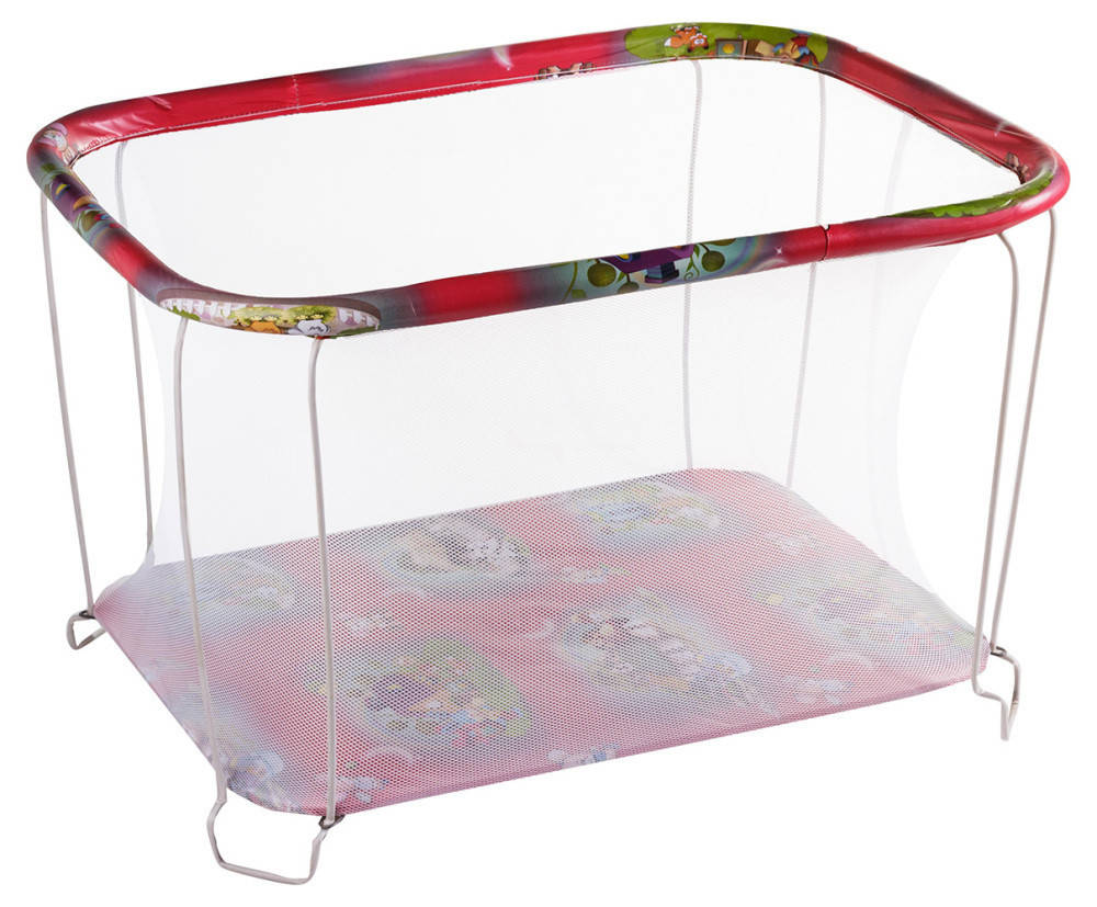 

Манеж детский игровой KinderBox Домик классический с мелкой сеткой (кмк 400), Красный