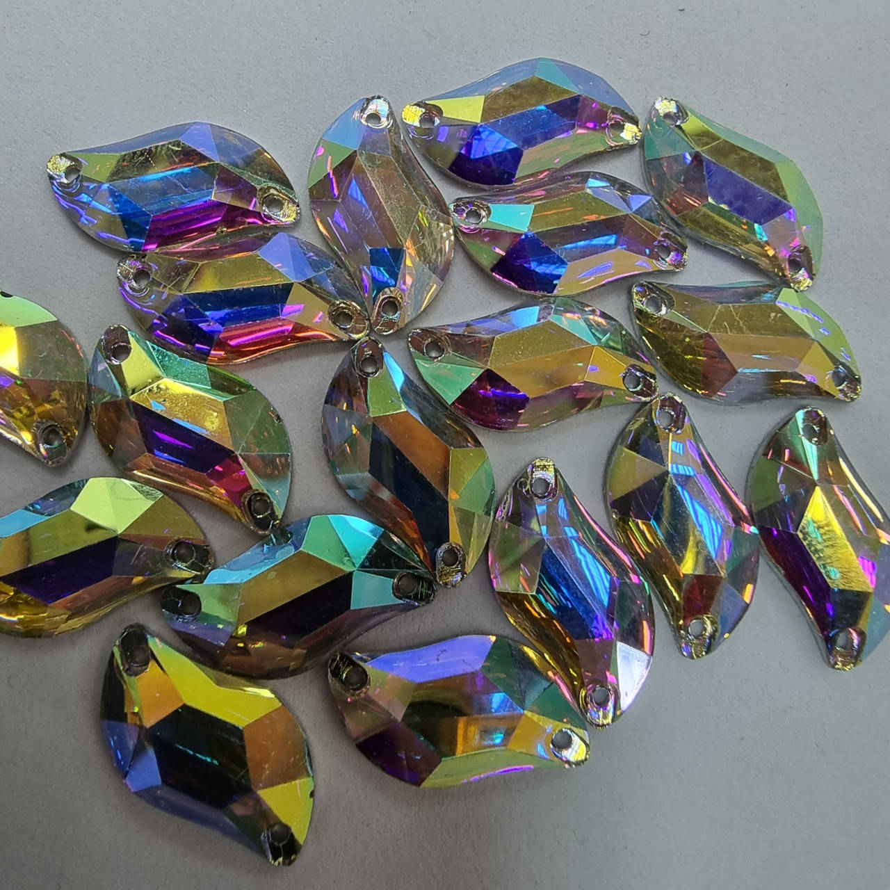 

Стразы пришивные Форма S 10х20мм. Акрил Crystal AB
