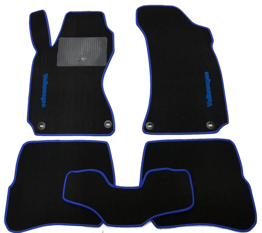 

Текстильные коврики в салон Volkswagen Passat B5 1996-2005, 5 шт. (ML, чёрный+синий), Черный