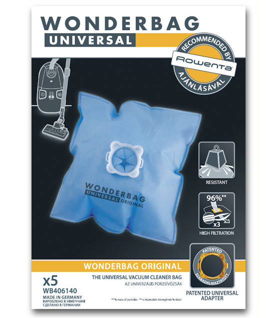 

Оригинал. Набор мешков (5 шт) Wonderbag Classic + адаптер для пылесоса Rowenta код WB406140