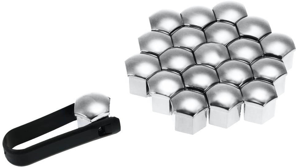 

Колпачки на колесные болты 19 мм (20 шт + съемник) Silver, Черный