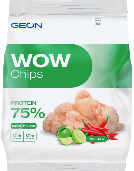 

Протеиновые чипсы GEON WOW CHIPS "Лайм и Чили" (30 грамм)