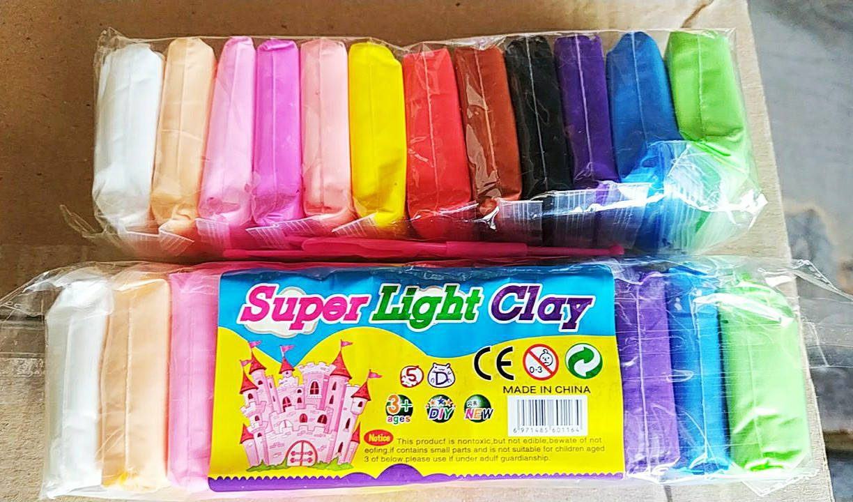 

Масса для лепки лёгкий пластилин Super light clay набор 12 штук разные цвета липака моделин