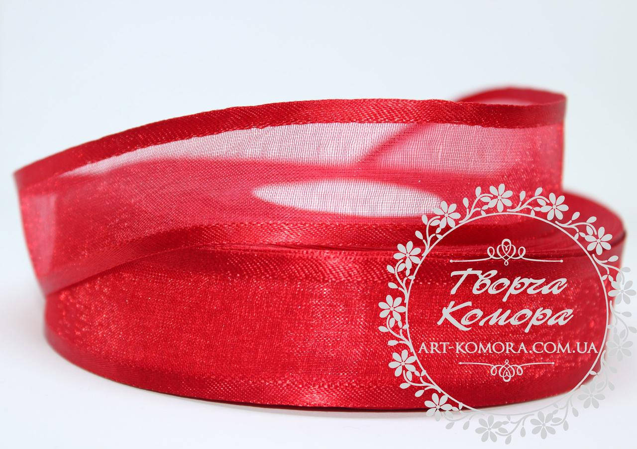 

Органза с атласным краем 2,5 см, красная
