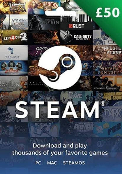 

Код активации Steam Gift Card (Стим) на 50 GBP UK-регион