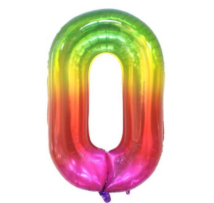 

Шар цифра "0" омбре радуга двухсторонняя, 100 см (Китай) в упаковке