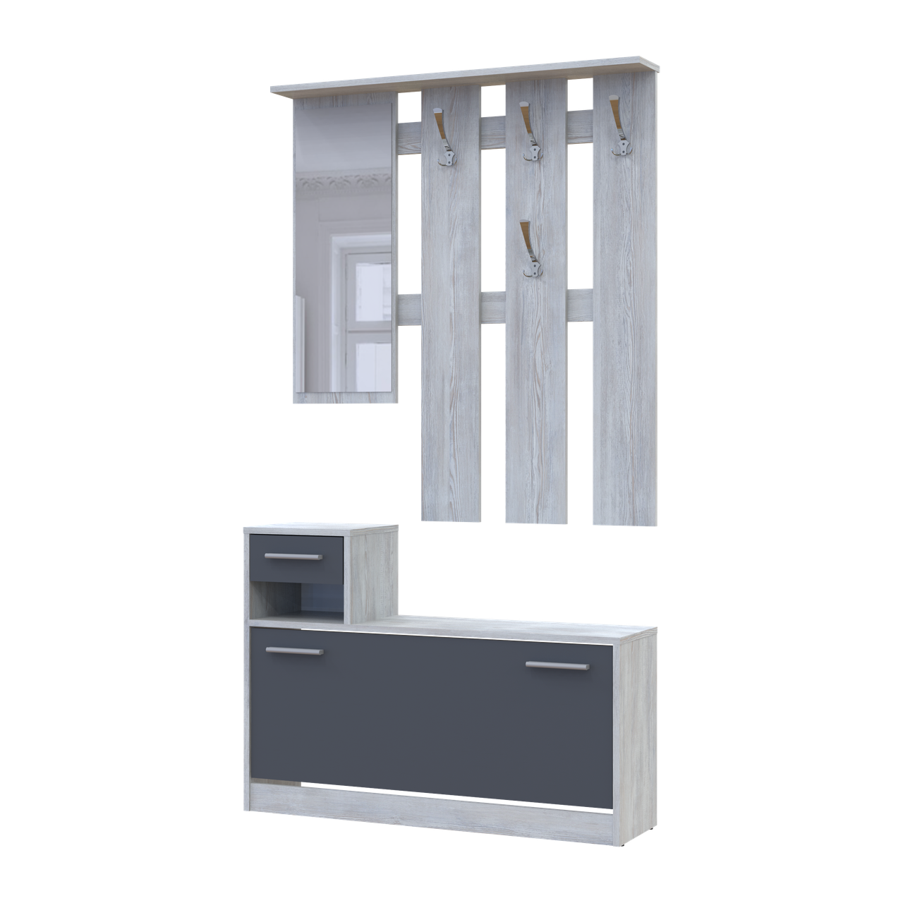 Передпокій Doros Alice Сосна Натті/Графіт 1 дзеркало 100х27х182.9 (44900365)