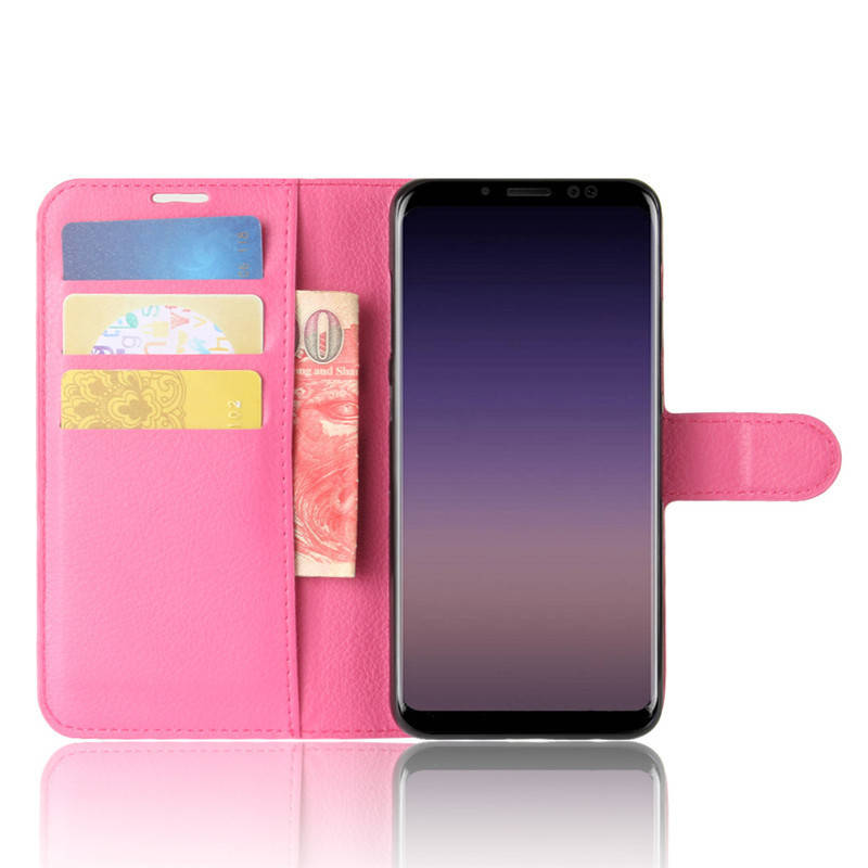 

Чехол книжка Lichee для Samsung Galaxy A8 (2018) (9 цветов) малиновый